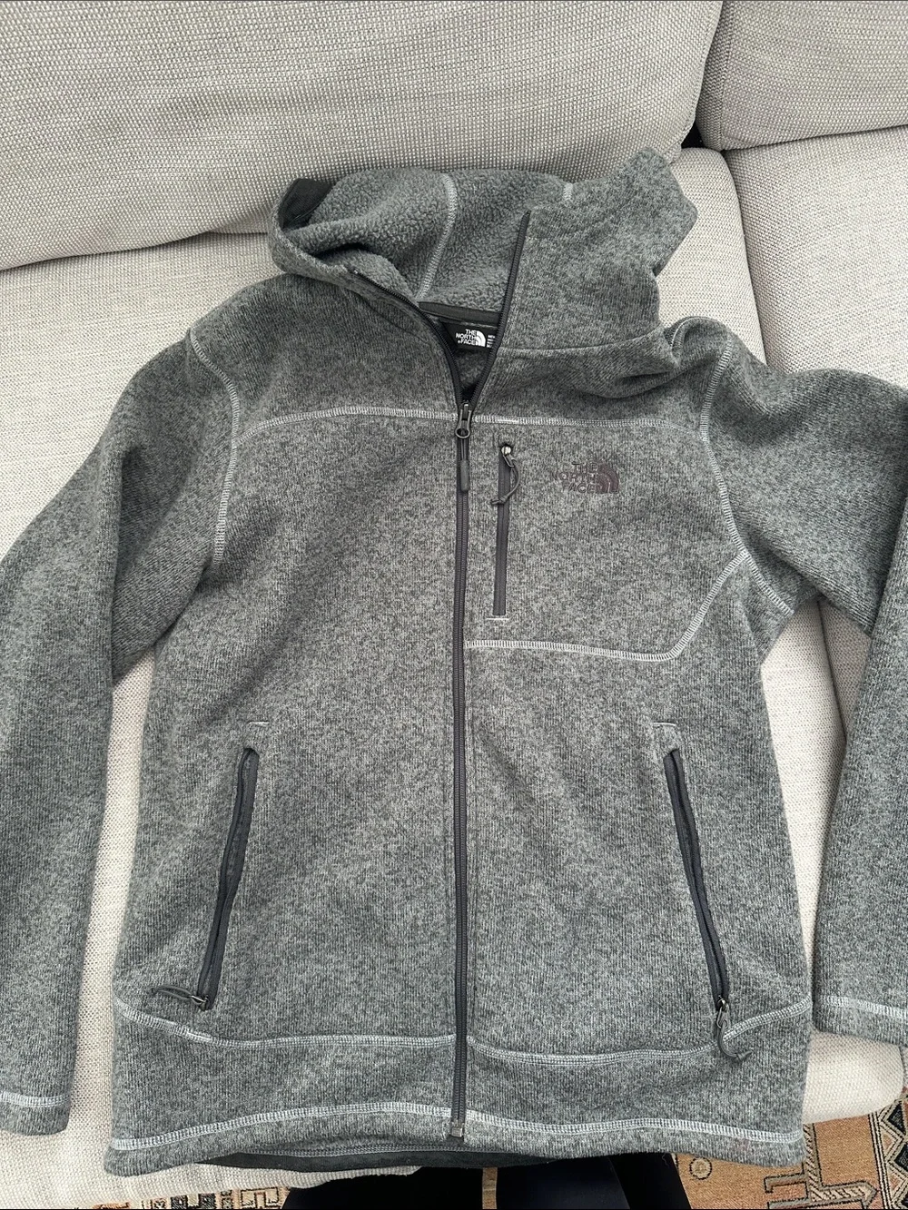 The North Face Gray Full-Zip Hooded Performance Fleece Jacket